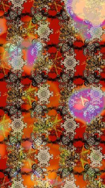 Raster Modaya uygun kumaş deseni. Renkli Bahar Teması eskiz kalıbı. Düz Çiçek Elementleri Tasarımı. Kahverengi renkli şirin çiçek deseni.