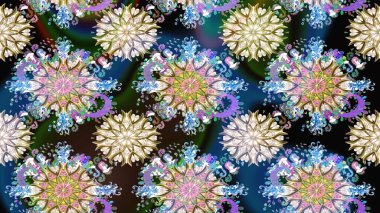 Çiçekli karalama şeklinde Raster çiçek deseni. Tarafsız ve mavi renkte çiçekler. Nazik, narin çiçek arkaplanı.