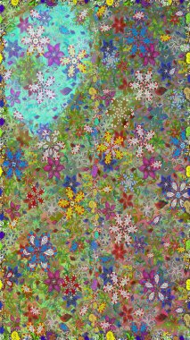 Tropik çiçekler. Tişörtsüz arka plan deseni. Yeşil ve nötr renkte çiçekler.