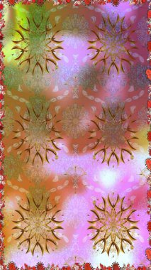 Raster illüstrasyonu. Zentangle soyut çiçekleri. Renkli Bahar Temalı Kusursuz Arkaplan. Güzel kumaş deseni. Karalama çiçeği. Düz Çiçek Elementleri Tasarımı.