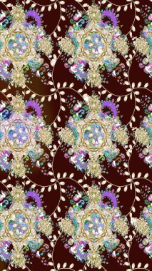 Güzel kumaş deseni. Raster illüstrasyonundaki çiçek desenli çizim. Düz Çiçek Elementleri Tasarımı. Renkli Bahar Teması çizim şablonu.