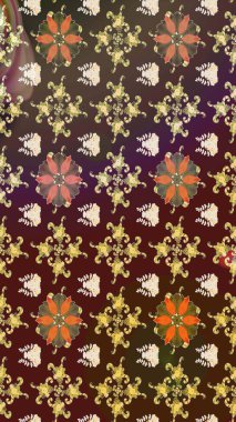 Kahverengi renkli şirin çiçek deseni. Düz Çiçek Elementleri Tasarımı. Renkli Bahar Teması eskiz kalıbı. Raster Modaya uygun kumaş deseni.