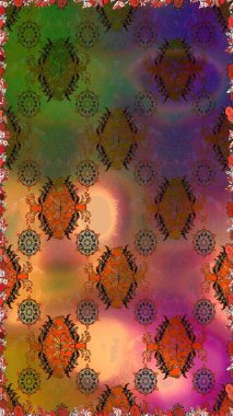 3 boyutlu çiçekler, pürüzsüz. Raster illüstrasyonu. Kahverengi ve yeşil renklerde.