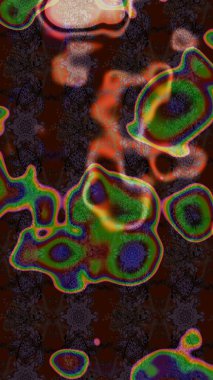 Raster Floral Illustration, Asyalı tekstil. Kahverengi ve yeşil renkli etnik çiçeklerle zarif bir eskiz deseni..