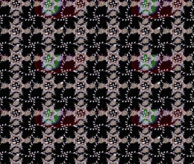 Raster - stok. Eskiz arkaplan modeli. Yapraklı çiçekler ve siyah renkli papatya çiçekleri..