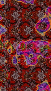 Düz Çiçek Elementleri Tasarım Raster illüstrasyonu. Renkli Bahar Teması eskiz kalıbı. Çiçek desenli eskiz. Kahverengi ve kırmızı renkte çiçekler.