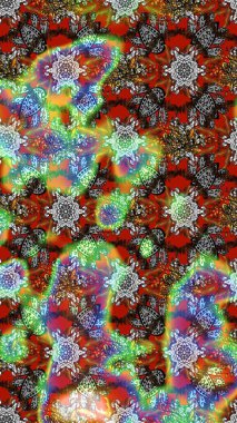 Renkli etnik çiçeklerle süslenmiş zarif bir eskiz şekli. Raster Çiçek İllüstrasyon Şirin Tekstil.