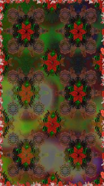 Raster düz çiçekleri pürüzsüz desen. Hediye ambalaj kağıdı, tebrik kartları, posterler ve pankart tasarımı. Kahverengi ve yeşil renkte çiçekler.