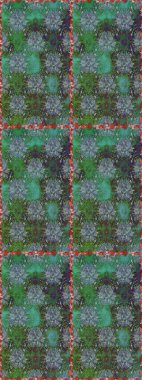 Renkli Yaz Temalı Kusursuz Arkaplan. Düz Çiçek Elementleri Tasarımı. Sevimli çiçek raster deseni. Yeşil ve mavi renkte çiçekler.