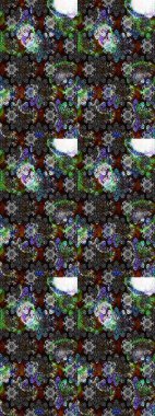 Gri renkli etnik çiçekli zarif eskiz deseni. Asya Tekstil 'inde Raster Çiçek İllüstrasyonu.