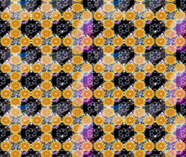 El çizimi çiçekli soyut çizim kalıbı. Sarı renkli çiçekler. Raster illüstrasyonu.