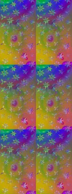 Parlak renkli çiçekleri ve yeşil ve kahverengi renkte yaprakları olan harika bir çiçek deseni. Modern çiçek arkaplanı. Halk tarzı. Moda baskıları için zarif bir şablon.