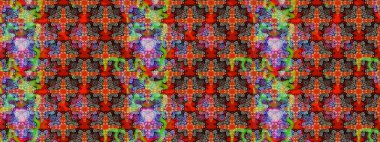 Kırmızı ve kahverengi renkte etnik çiçeklerle süslenmiş zarif bir eskiz şekli. Raster Çiçek İllüstrasyonu güzel tekstil..