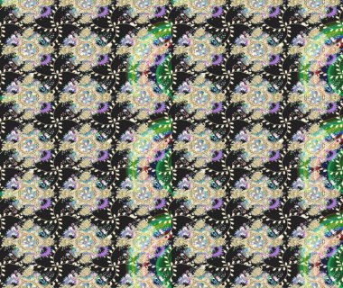 Raster illüstrasyonu. Gri renklerde bahar çiçekleri. Raster çiçek desenli ve çiçekli..