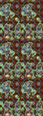 Arkaplan dokusu, duvar kağıdı, yeşil ve kahverengi renkli çiçek teması. Kabile sanatı boho baskısı, klasik çiçek arkaplanı. Soyut etnik raster çizim kalıbı.