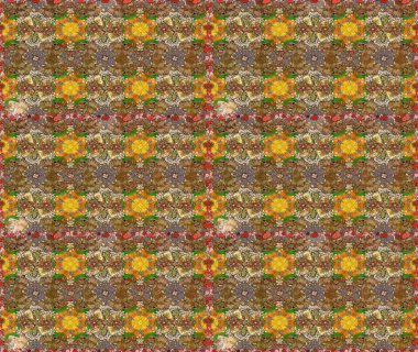 Kahverengi ve bej renkli çiçekler. Düz Çiçek Elementleri Tasarımı. Renkli Yaz Temalı eskiz kalıbı. Çiçekli retro deseni çiz.