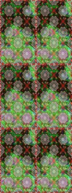 Parlak renkli çiçekleri ve yeşil ve gri renkte yaprakları olan şaşırtıcı, pürüzsüz çiçek deseni. Modern çiçek arkaplanı. Moda baskıları için zarif bir şablon. Halk stili.