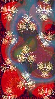 Sketch Colour Spring Theme eskiz kalıbı. Sevimli çiçek raster deseni. Kırmızı renkte çiçekler. Düz Çiçek Elementleri Tasarımı.