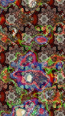 Parlak çiçekli kolaj çiçekleri kahverengi. Çiçekli zambakların eskiz geçmişi. Çiçek tasarımı için inanılmaz kolaj cennet tarzı..