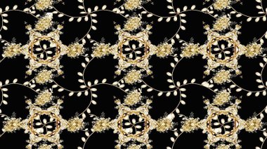 Renkli Bahar Teması eskiz kalıbı. Raster illüstrasyonundaki çiçek desenli çizim. Düz Çiçek Elementleri Tasarımı. Süslü kumaş deseni.