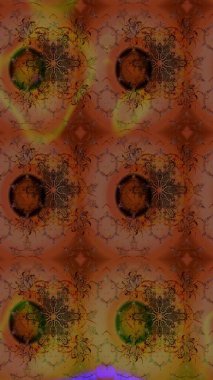 Raster illüstrasyonu. Kahverengi renkli çiçekler. Robot resim. Şirin çiçek elementleri..