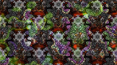 Raster illüstrasyonundaki çiçek desenli çizim. Gri renkli çiçekler.