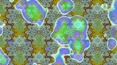 Yeşil renkli çiçekler. Çiçek süslemeli çizim deseni. Raster illüstrasyonu.