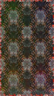 Renkli Bahar Temalı Kusursuz Arkaplan. Raster illüstrasyonu. Kusursuz Chichi kumaş deseni. Düz Çiçek Elementleri Tasarımı. Çiçek deseni.