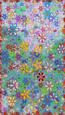 Sanat insana ilham verir ve doğal bir şekilde çiçek bırakır. Karalama çiçekleri kusursuz desen. Mavi ve nötr el çizimi desen. Raster deseni.