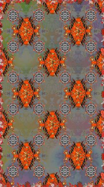 Beautiful fabric pattern. Raster illustration. Cute seamless floral print with spring flowers.