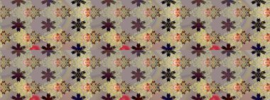 Eskiz arkaplan modeli. Yapraklı çiçekler ve kır renkli papatya çiçekleri. Raster - stok.