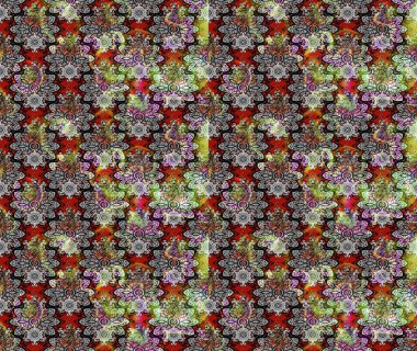 Parmak izi, kumaş, duvar kâğıdı, tekstil için raster dokusu. Renkli grunge soyut arkaplanı kologri çiçeklerle süslüyor. Nakış desenli çiçek deseni..