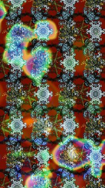 Retro tekstil tasarım koleksiyonu. Açık. Çiçekli ipek eşarp. 1950-1960 motifleri. El çizimi çiçek elementleri ile soyut çizim raster deseni.