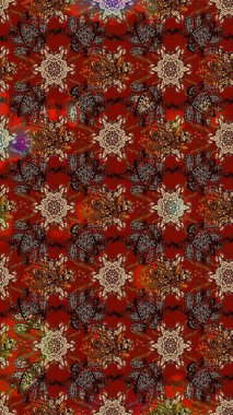 Sevgililer günü ve tebrik kartı konsepti için şık bir davetiye. Çiçek kompozisyonu, el boyası, hassas şablon. Üst manzara, yumuşak stil. Kahverengi ve kırmızı renkte manzaralı çiçek deseni.