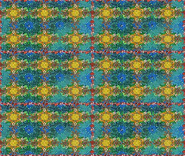 Mavi ve yeşil renkli çiçekler. Küçük çiçekte sevimli çiçek deseni var..