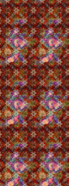 Millefleur 'lar. Tekstil, kumaş, kapaklar, duvar kağıtları, baskı, naylon, koleksiyon defteri, örgü, dekupaj için güzel bir eskiz. Küçük kahverengi ve kırmızı renkte güzel bir besin torbası deseni, çiçekler..