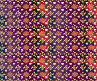 Millefleur 'lar. Küçük mor renkte güzel bir besin torbası deseni, çiçekler. Tekstil, kumaş, kapaklar, duvar kağıtları, baskı, paket, koleksiyon defteri, örgü, dekupaj için çiçek arkaplanı..