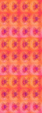 Suluboya, elle çizilmiş. Raster hisseleri. Turuncu üzerine çiçekler. Taslak arkaplan deseni.