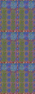 Çiçeklerle suluboya desenli çiçek deseni. Gri ve mavi renkli güzel bir tekstil. Raster illüstrasyonu.