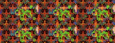 Nakış desenli çiçek deseni. Parmak izi, kumaş, duvar kâğıdı, tekstil için raster dokusu. Renkli grunge soyut arkaplanı coloblack ve kahverengi çiçeklerle zenginleştirir.