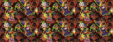 Modern çiçek arkaplanı. Moda baskıları için zarif bir şablon. Parlak renkli çiçekleri olan ve kahverengi ve siyah renkli yaprakları olan harika bir çiçek deseni. Halk stili.