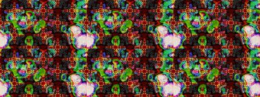 Renkli Bahar Teması eskiz kalıbı. Düz Çiçek Elementleri Tasarımı. Raster illüstrasyonu. Çiçekli çiçek deseni, suluboya. Siyah ve kahverengi renkte çiçekler.