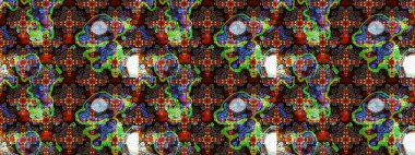 Modern çiçek arkaplanı. Halk tarzı. Moda baskıları için zarif bir şablon. Parlak renkli çiçekleri olan ve kahverengi ve siyah renkli yaprakları olan inanılmaz bir çiçek deseni..