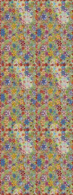 Çiçek duvar kâğıdı. Tarafsız ve yeşil renklerde şirin tekstil tarzında. Çiçek arkaplan. Renkli, pürüzsüz desen. Raster illüstrasyonu.