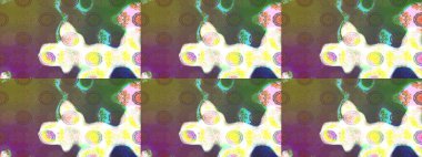 Kahverengi renkli şirin çiçek deseni. Raster Modaya uygun kumaş deseni. Renkli Bahar Teması eskiz kalıbı. Düz Çiçek Elementleri Tasarımı.