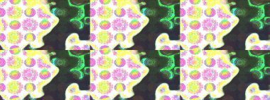 Kumaş desenli papatya çiçeği detayı. Yeşil renkte çiçekler.