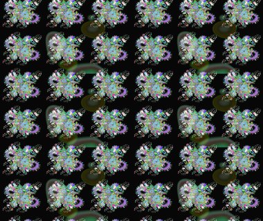 Renkli grunge, soyut arkaplanı kolosiyah çiçeklerle süslüyor. Parmak izi, kumaş, duvar kâğıdı, tekstil için raster dokusu. Nakış desenli çiçek deseni..