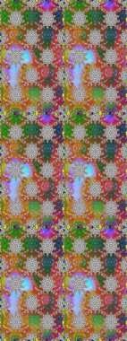 Raster illüstrasyonu. Kusursuz bir geçmişi var. Renkli desenli, gri ve kahverengi çiçekli ve dekoratif elementli kusursuz desen. Eski usul. Kumaş, tekstil ve duvar kağıdı baskısı için..