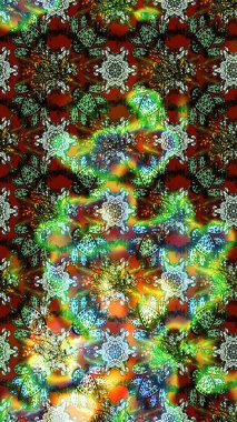 Raster illüstrasyonundaki çiçek desenli çizim. Yeşil ve kahverengi renkte çiçekler.