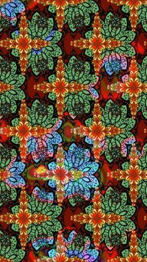 Şirin karalamalı çiçek desenli çizim. Raster illüstrasyonu. Raster illüstrasyonu. Eskiz stili yeşil renkler. El yapımı çiçek ve bitki koleksiyonu.